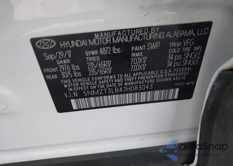 2018 Hyundai Santa Fe Sport 2.4L from USA, damaged, VIN 5NMZT3LB4JH083043